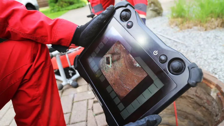 Camera monitor checking a sewer line during trenchless work for Trenchless Pipe Lining in Lakewood, CA