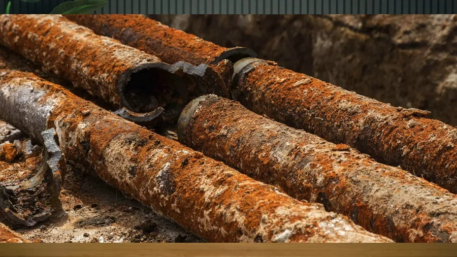 Heavily rusted old pipe sections laid together for Plumbing Service in the Lakewood Mutuals, Lakewood CA