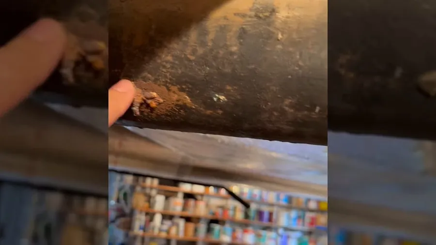 Old cast iron drain pipe with corrosion and scaling for The Plumbing Inside Lakewood’s Original Lakewood Park Corporation Homes