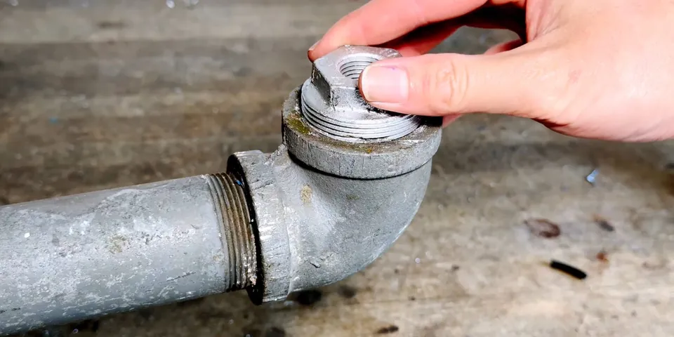 Threaded cleanout plug being removed from old drain pipe for Pipe Repair in Lakewood, CA