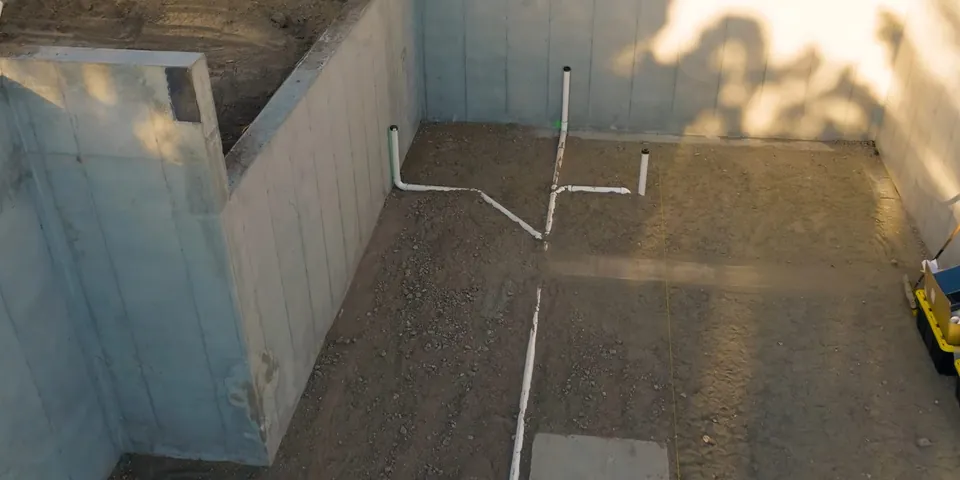 Underground plumbing layout marked on a concrete slab for How Old Are the Pipes in Your Lakewood Home? A